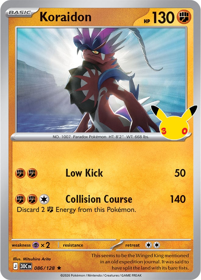 Koraidon 86/128 — 30th Celebration Pokémon card