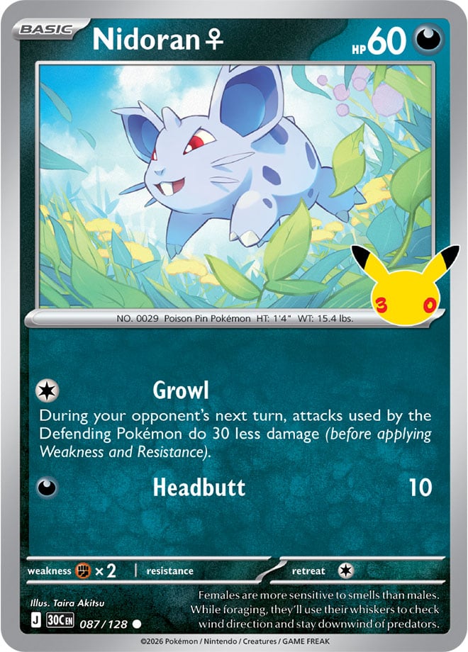 Nidoran ♀ 87/128 — 30th Celebration Pokémon card