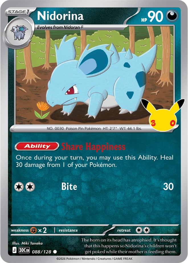 Nidorina 88/128 — 30th Celebration Pokémon card