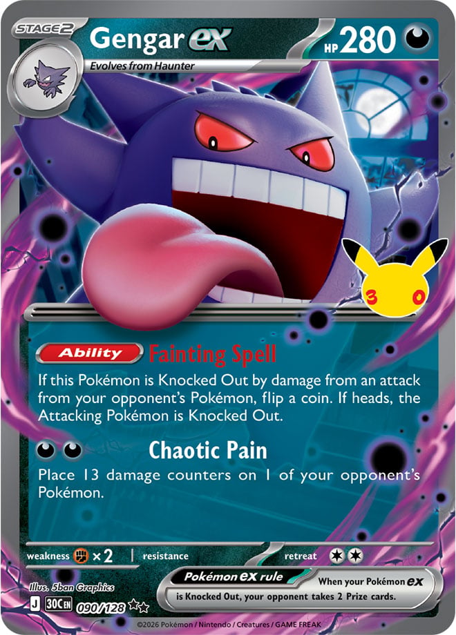 Gengar ex 90/128 — 30th Celebration Pokémon card