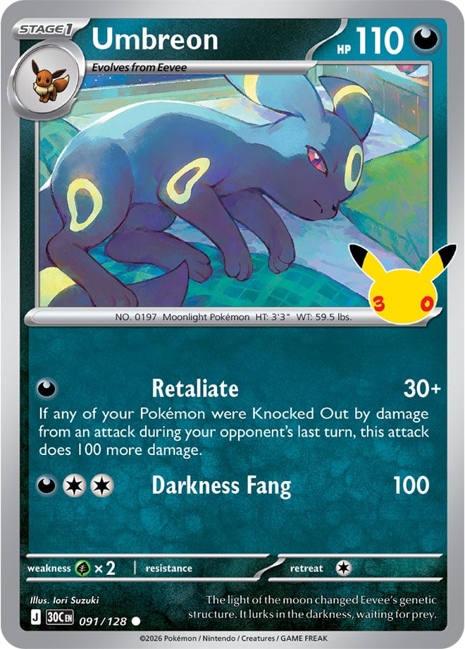 Umbreon 91/128 — 30th Celebration Pokémon card