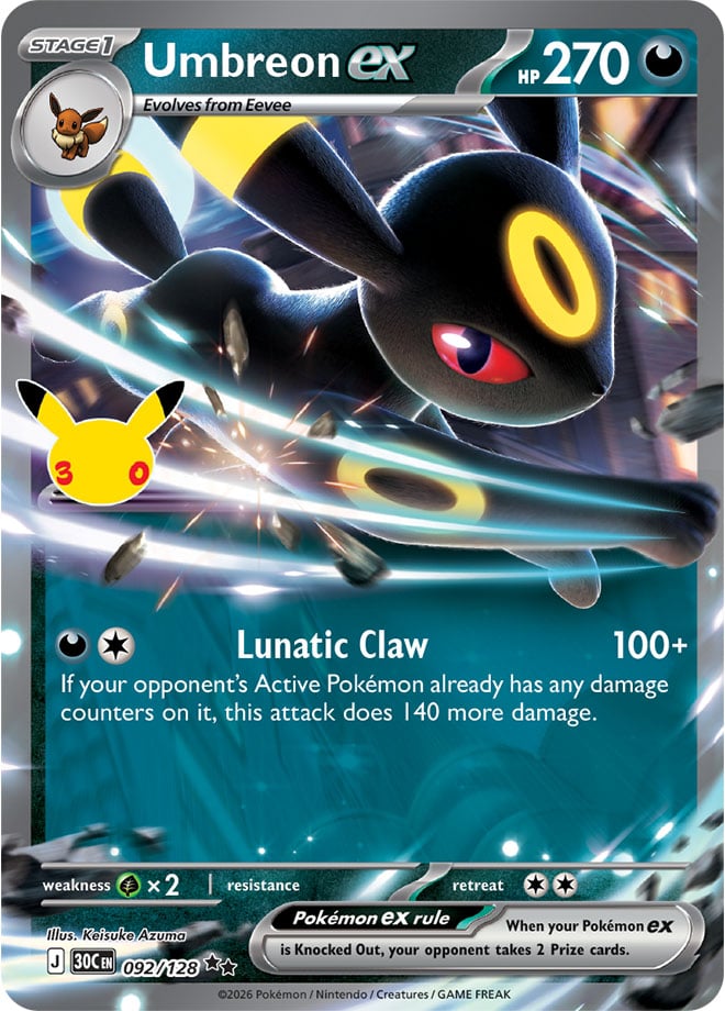 Umbreon ex 92/128 — 30th Celebration Pokémon card