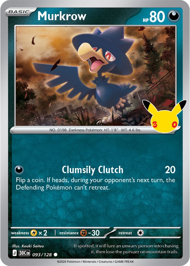 Murkrow 93/128 — 30th Celebration Pokémon card