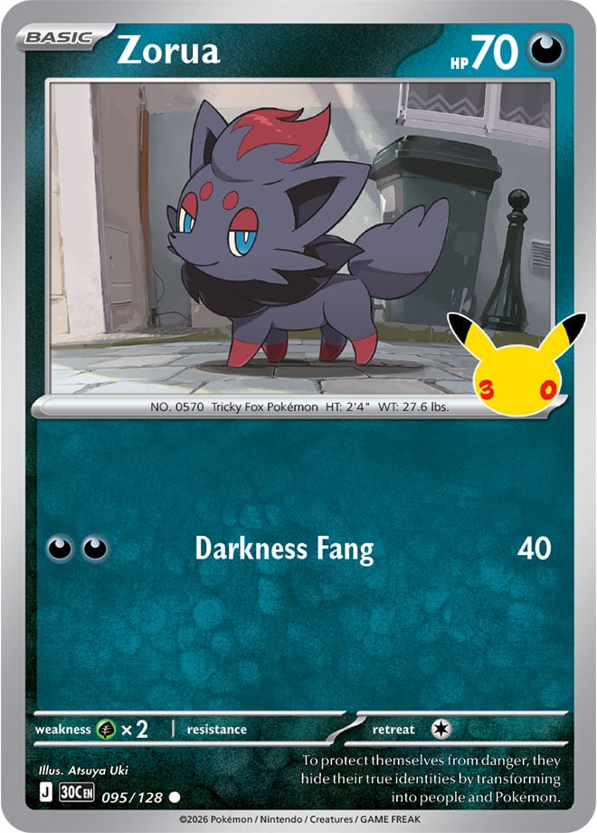 Zorua 95/128 — 30th Celebration Pokémon card