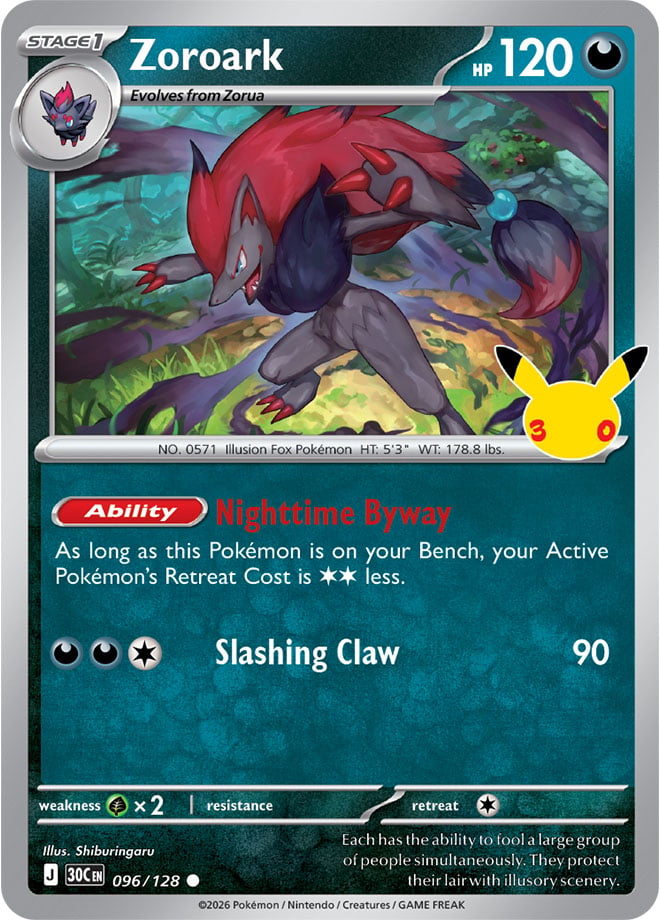 Zoroark 96/128 — 30th Celebration Pokémon card