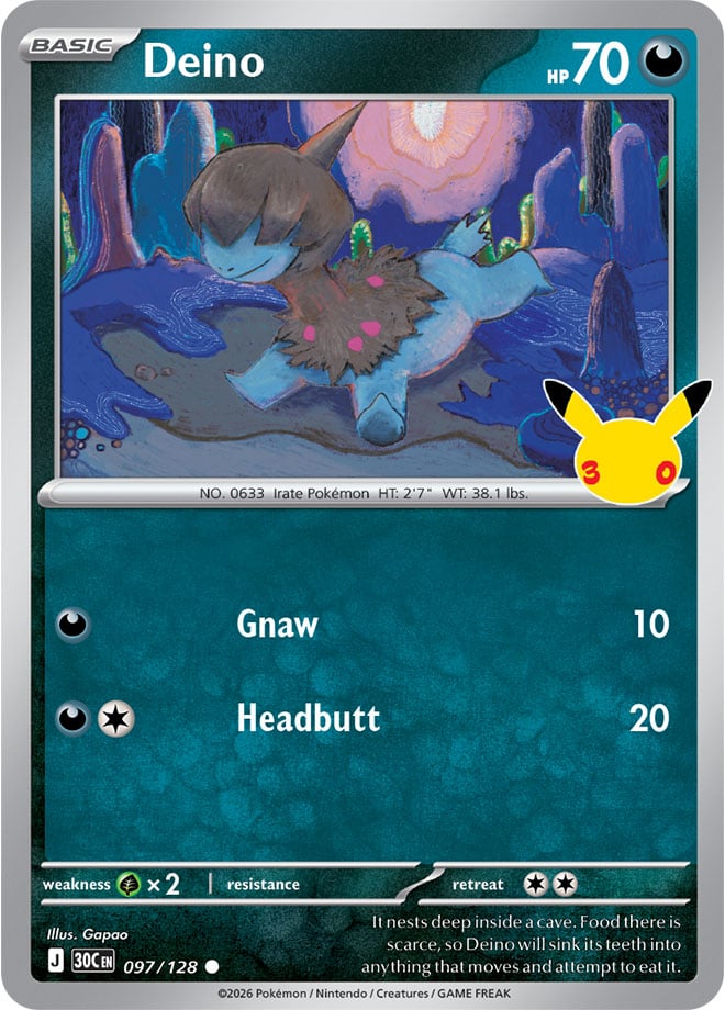Deino 97/128 — 30th Celebration Pokémon card