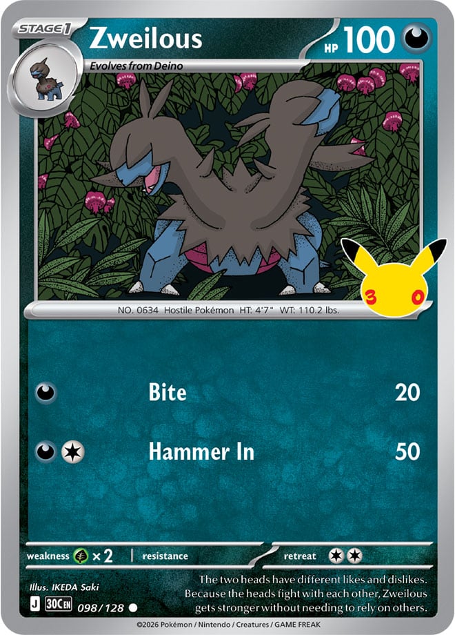 Zweilous 98/128 — 30th Celebration Pokémon card