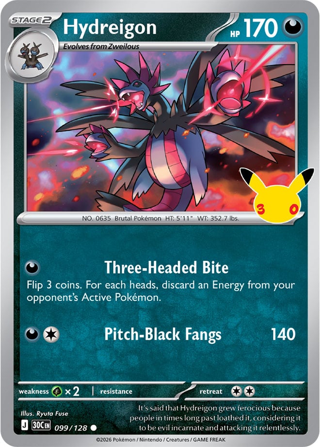 Hydreigon 99/128 — 30th Celebration Pokémon card