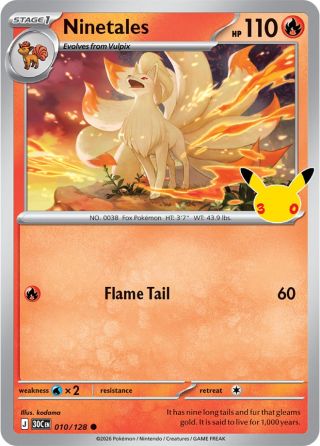 Ninetales 10/128 — 30th Celebration Pokémon card