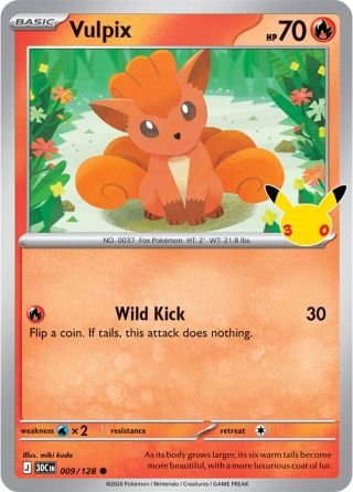 Vulpix 9/128 — 30th Celebration Pokémon card