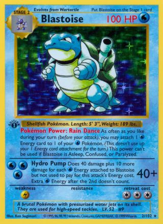 Blastoise 2/102 — Base Pokémon card