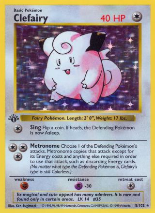 Clefairy 5/102 — Base Pokémon card