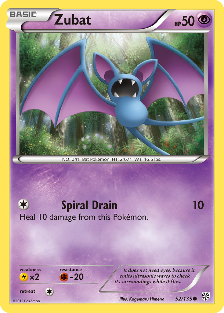 Zubat 52/135 — Plasma Storm Pokémon card