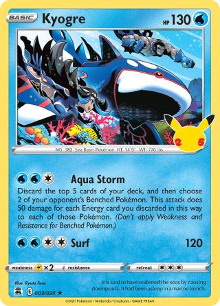 Kyogre 3/25 — Celebrations Pokémon card