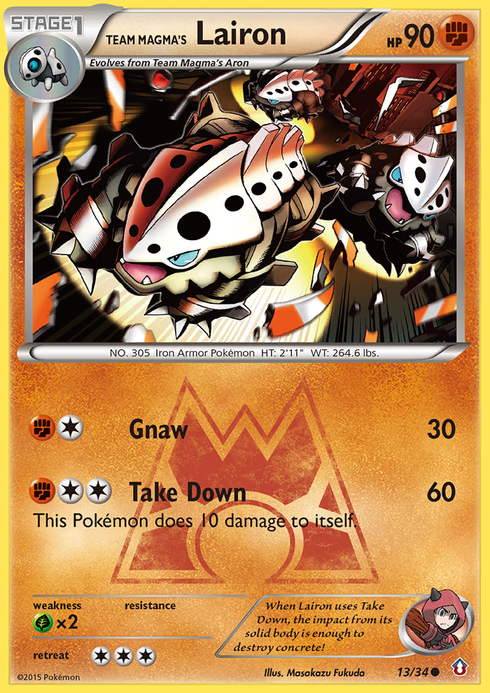 Team Magma's Lairon 13/34 — Double Crisis Pokémon card