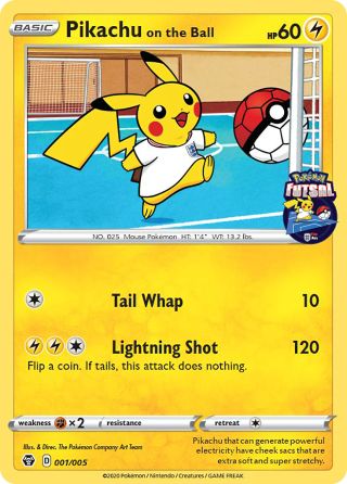 Pikachu on the Ball 1/5 — Pokémon Futsal Collection Pokémon card