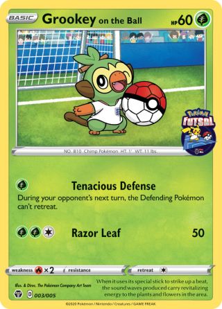 Grookey on the Ball 3/5 — Pokémon Futsal Collection Pokémon card