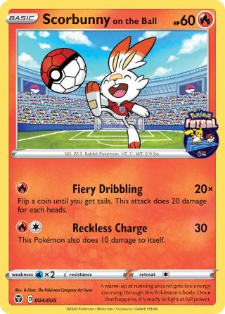 Scorbunny on the Ball 4/5 — Pokémon Futsal Collection Pokémon card