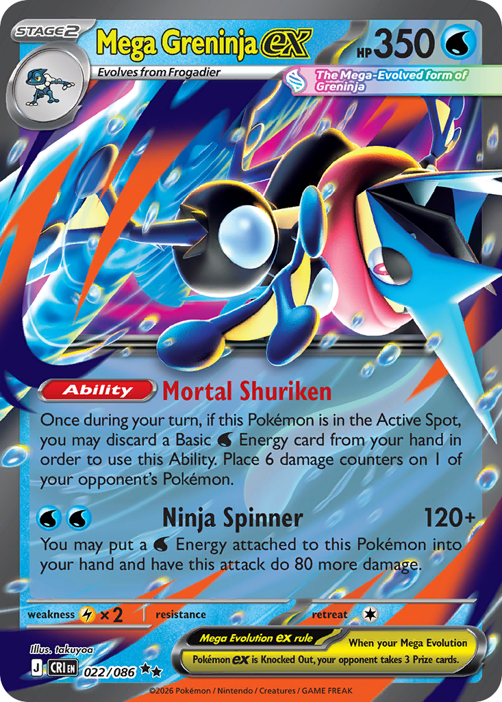 Mega Greninja ex 22/86 — Chaos Rising Pokémon card