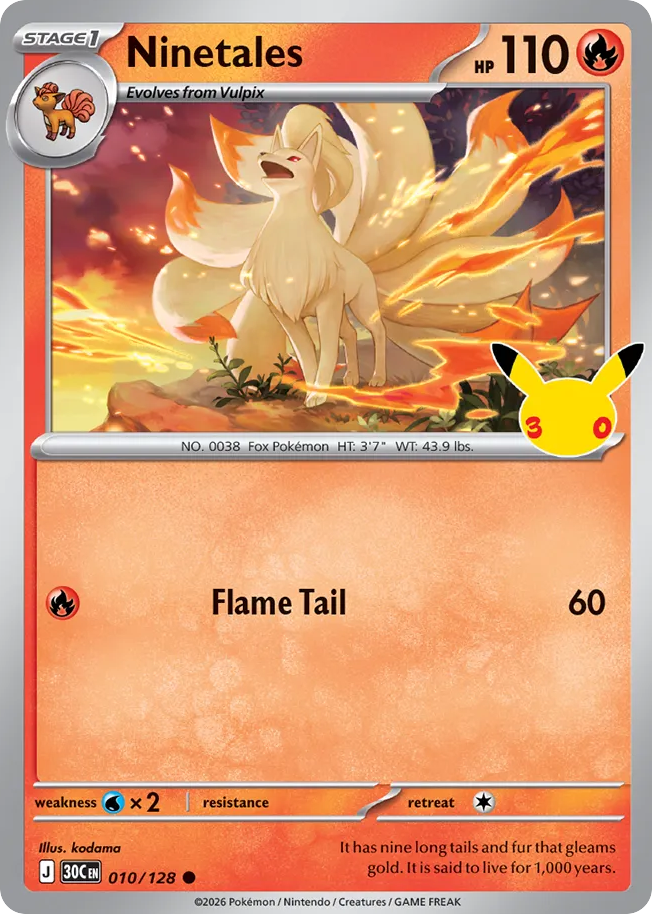 Ninetales 10/128 — 30th Celebration Pokémon card
