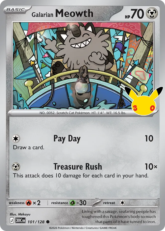 Galarian Meowth 101/128 — 30th Celebration Pokémon card
