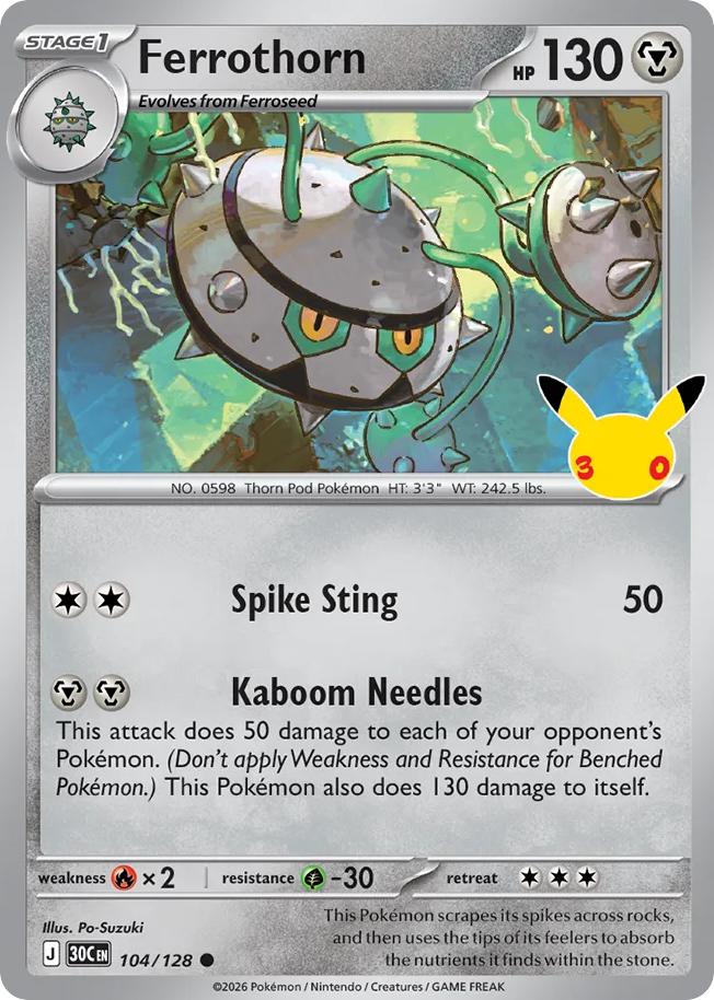 Ferrothorn 104/128 — 30th Celebration Pokémon card