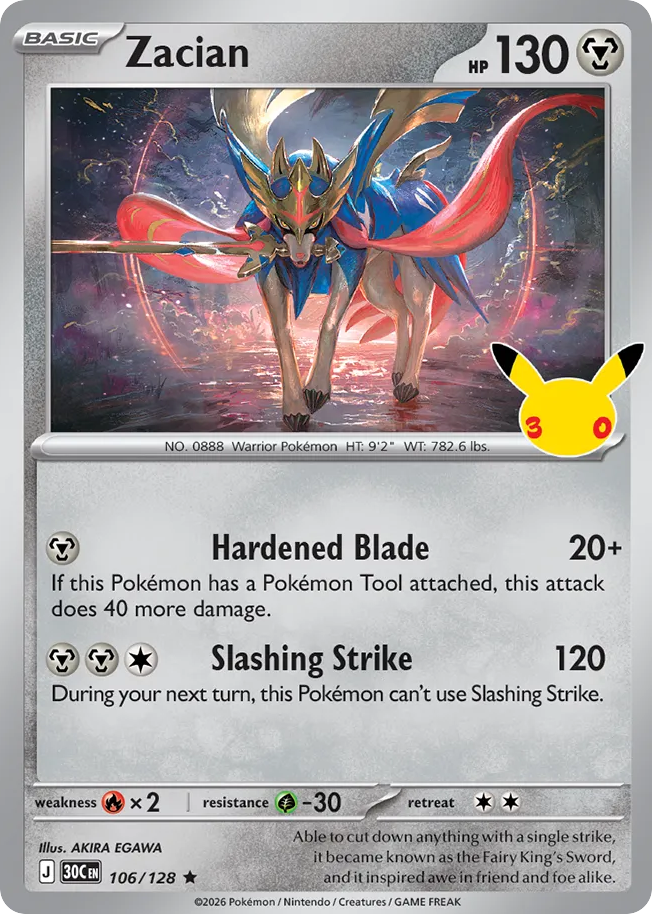 Zacian 106/128 — 30th Celebration Pokémon card