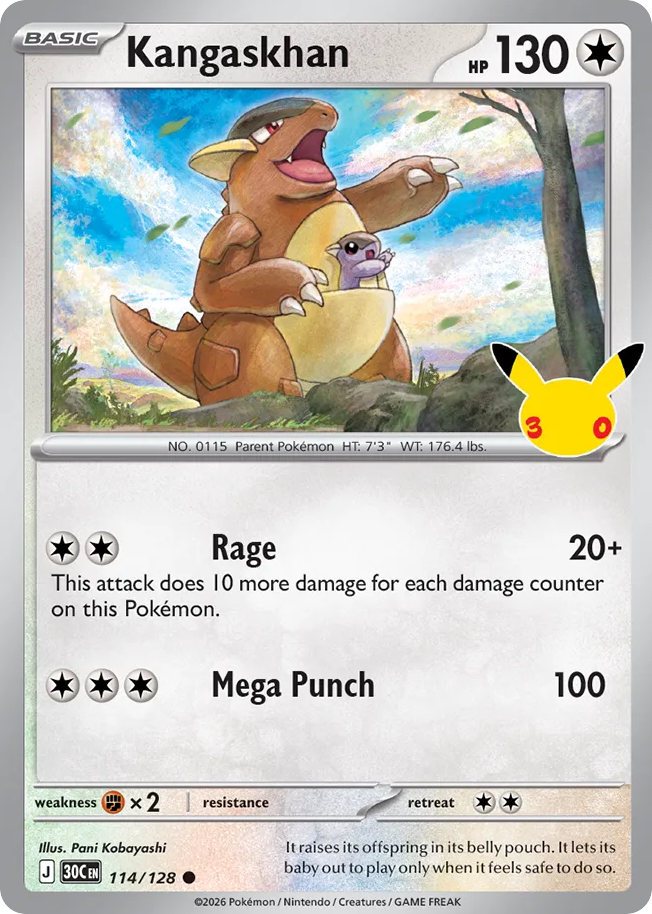 Kangaskhan 114/128 — 30th Celebration Pokémon card