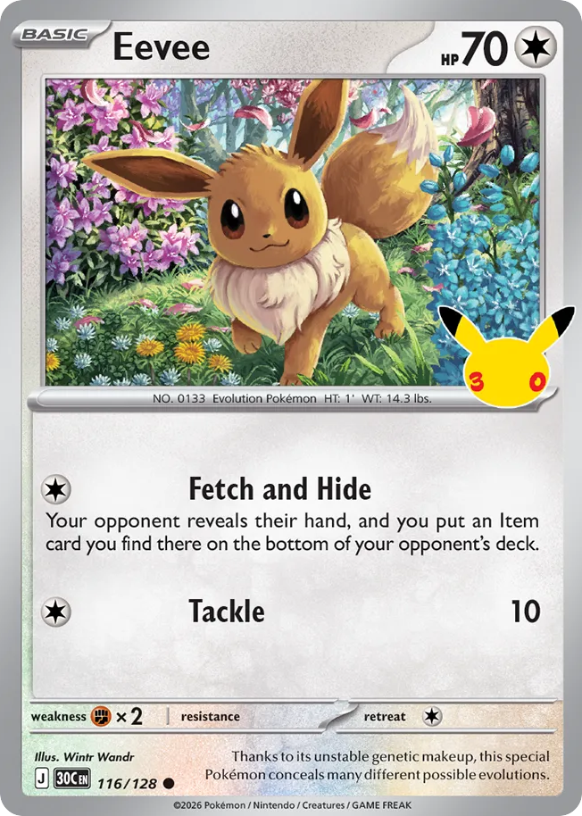 Eevee 116/128 — 30th Celebration Pokémon card