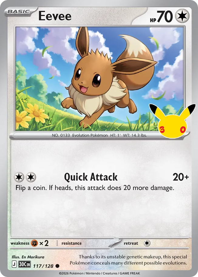Eevee 117/128 — 30th Celebration Pokémon card
