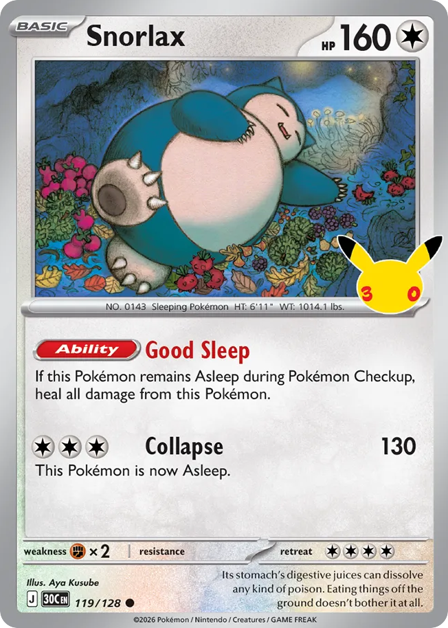 Snorlax 119/128 — 30th Celebration Pokémon card