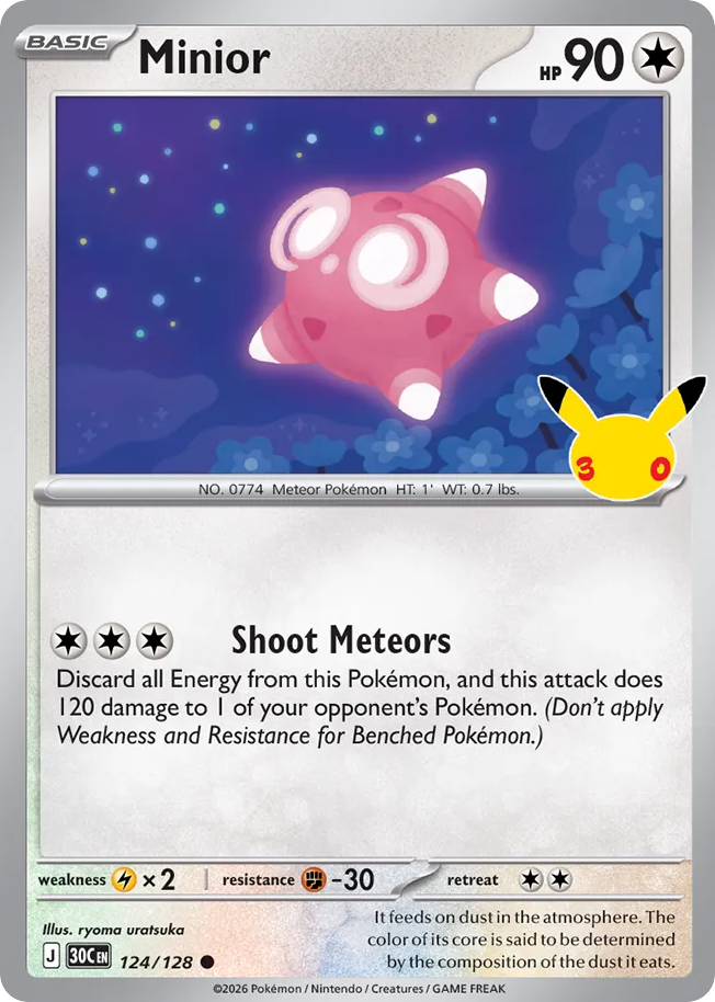 Minior 124/128 — 30th Celebration Pokémon card
