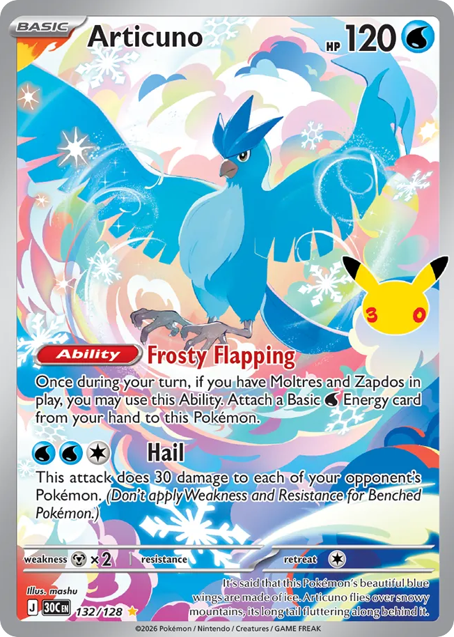 Articuno 132/128 — 30th Celebration Pokémon card