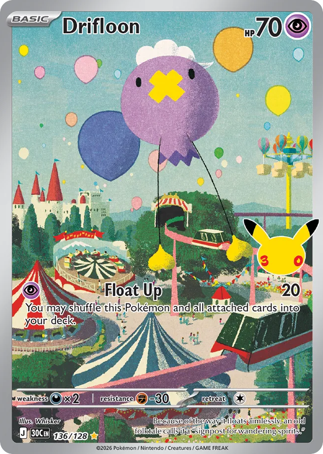 Drifloon 136/128 — 30th Celebration Pokémon card