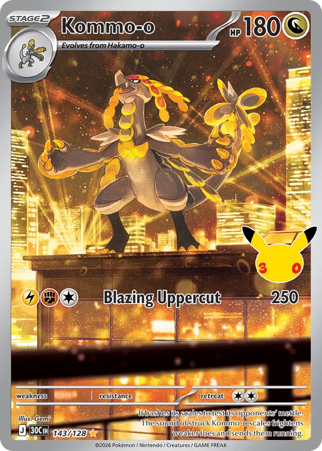 Kommo-o 143/128 — 30th Celebration Pokémon card
