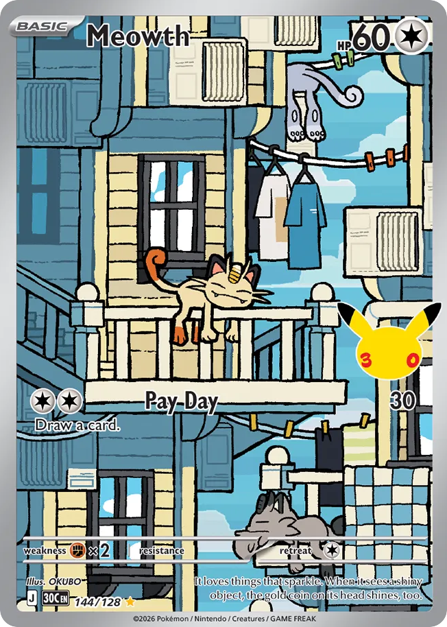 Meowth 144/128 — 30th Celebration Pokémon card