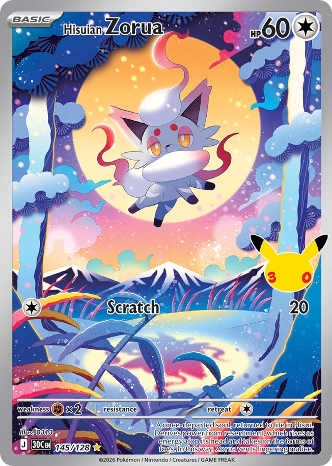 Hisuian Zorua 145/128 — 30th Celebration Pokémon card