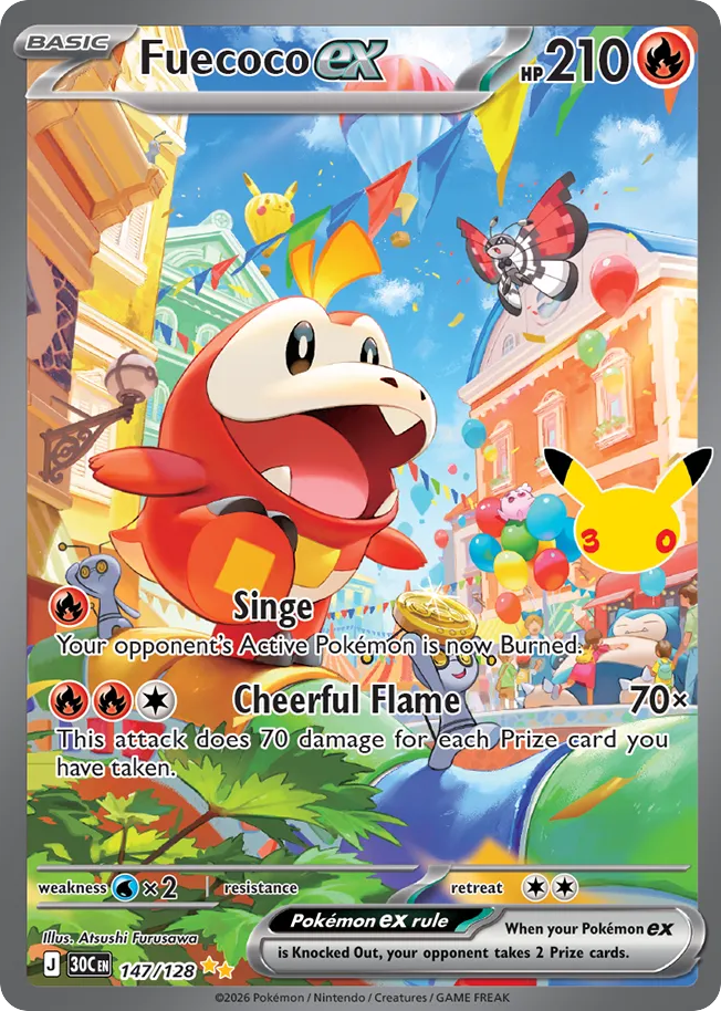 Fuecoco ex 147/128 — 30th Celebration Pokémon card