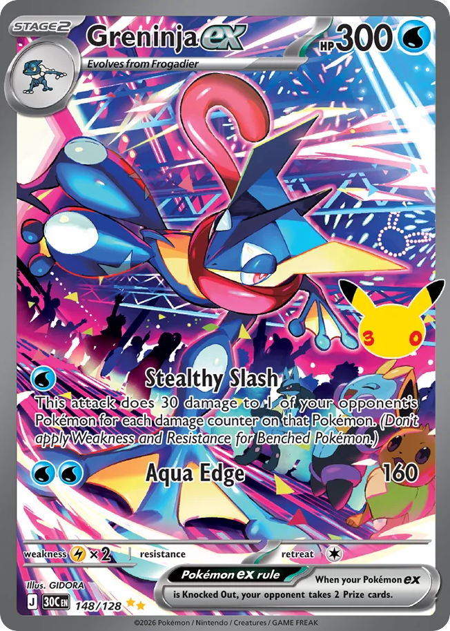 Greninja ex 148/128 — 30th Celebration Pokémon card