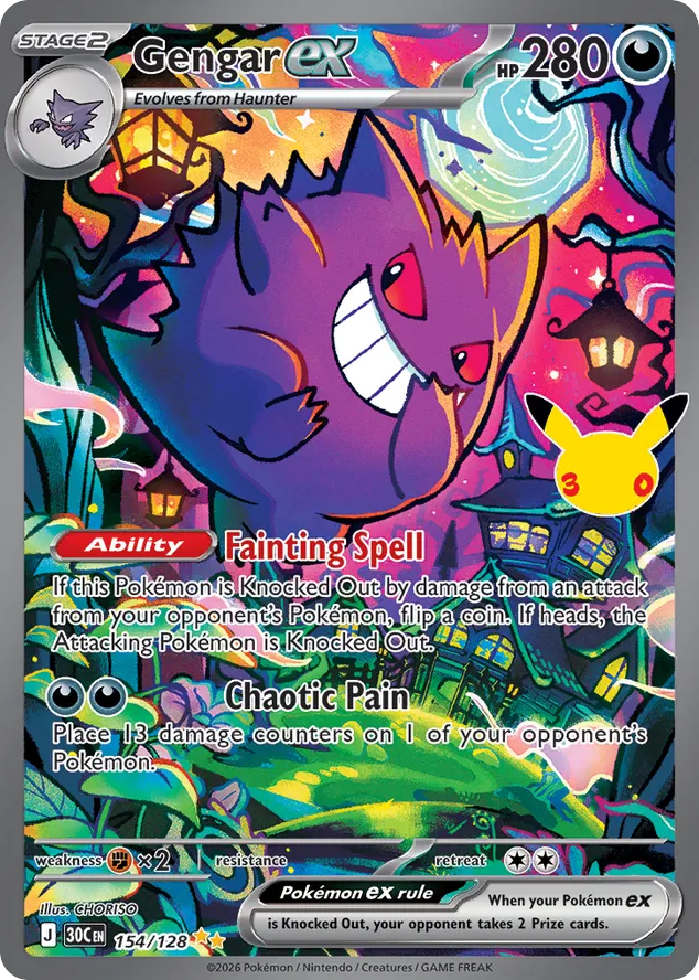 Gengar ex 154/128 — 30th Celebration Pokémon card