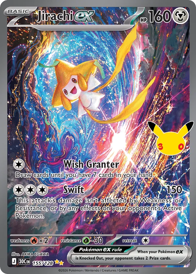 Jirachi ex 155/128 — 30th Celebration Pokémon card