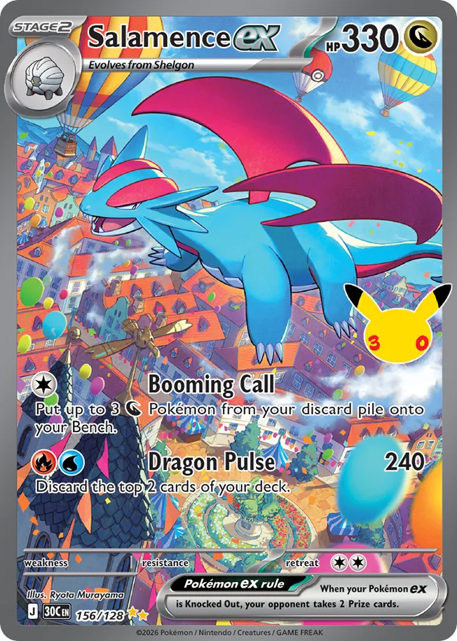 Salamence ex 156/128 — 30th Celebration Pokémon card
