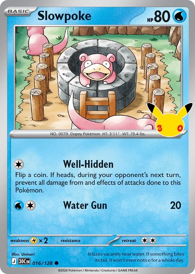 Slowpoke 16/128 — 30th Celebration Pokémon card