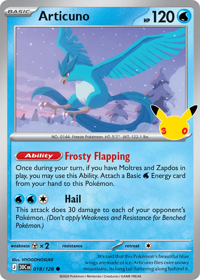 Articuno 18/128 — 30th Celebration Pokémon card