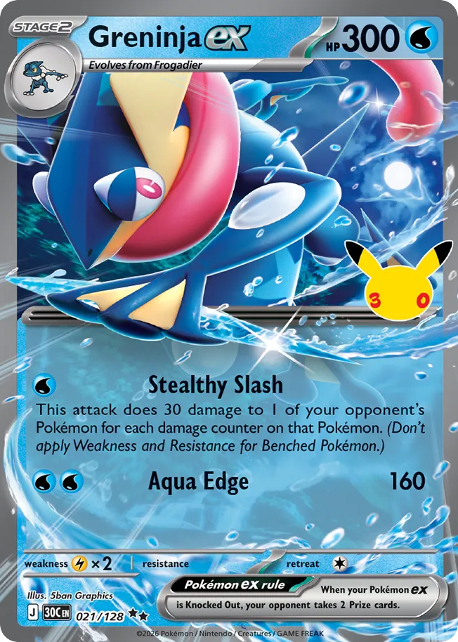 Greninja ex 21/128 — 30th Celebration Pokémon card
