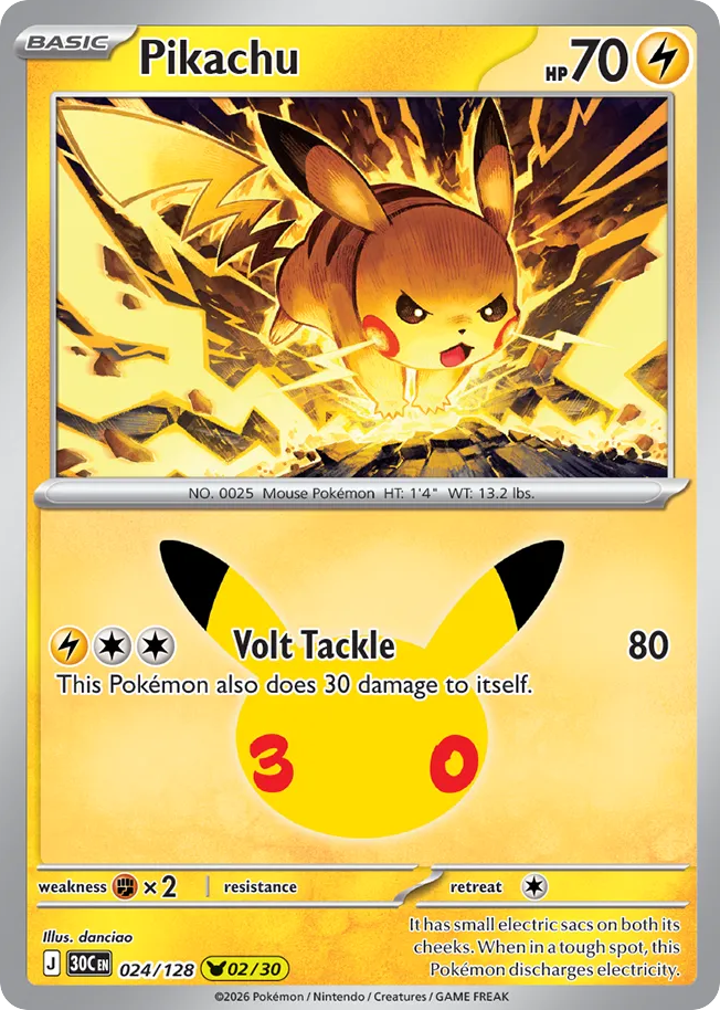 Pikachu 24/128 — 30th Celebration Pokémon card