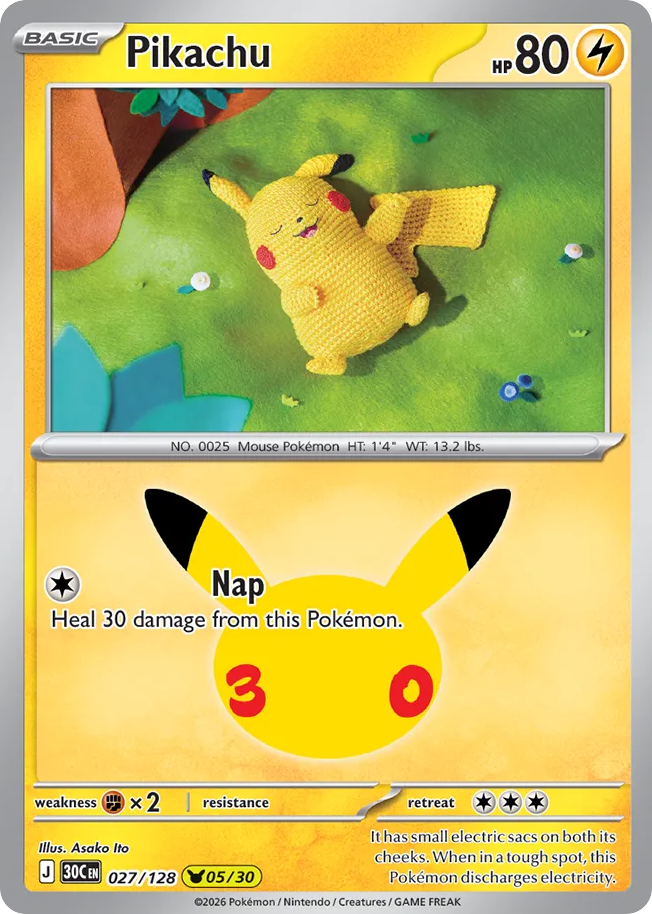Pikachu 27/128 — 30th Celebration Pokémon card