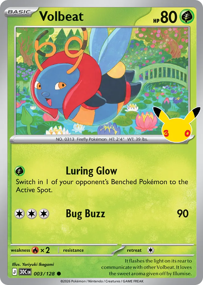 Volbeat 3/128 — 30th Celebration Pokémon card