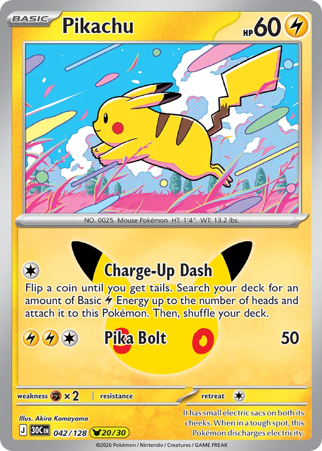 Pikachu 42/128 — 30th Celebration Pokémon card