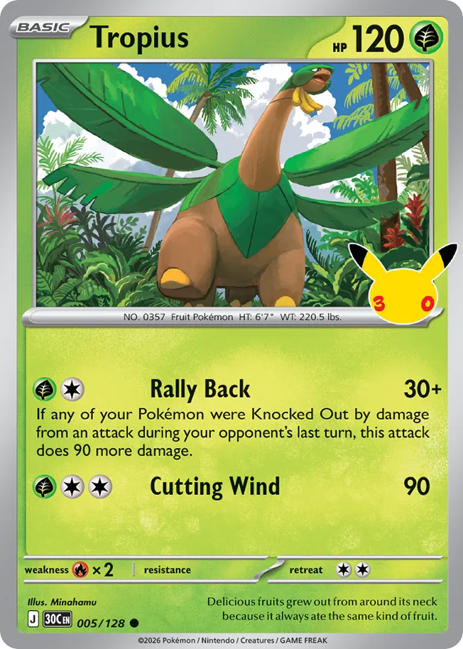 Tropius 5/128 — 30th Celebration Pokémon card